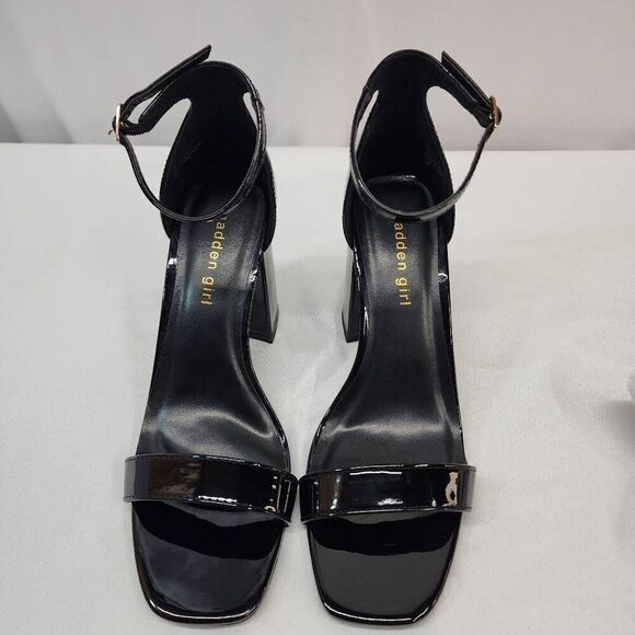 Madden Girl STAR Block Heel Platform Sandal Ankle Strap Square Toe Black Size 8 - Picture 6 of 9